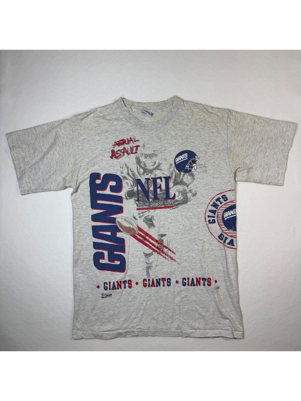 Vintage 1991 Salem NY Giants NFL Aerial Assault Tee — Sz L